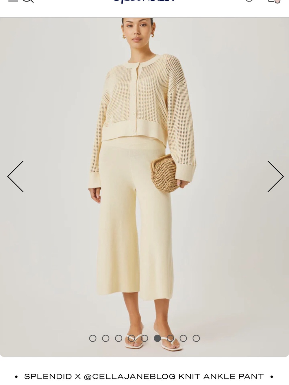 Splendid x Cella Jane Blog Wide-Leg Cropped Knit Pants in yellow